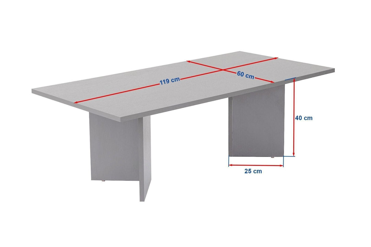 Rechthoekige salontafel wit melamine Sabin 119x60 cm