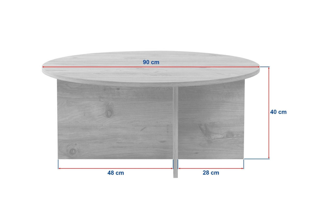 Ronde salontafel Dakota travertin melamine 90x90x40 cm