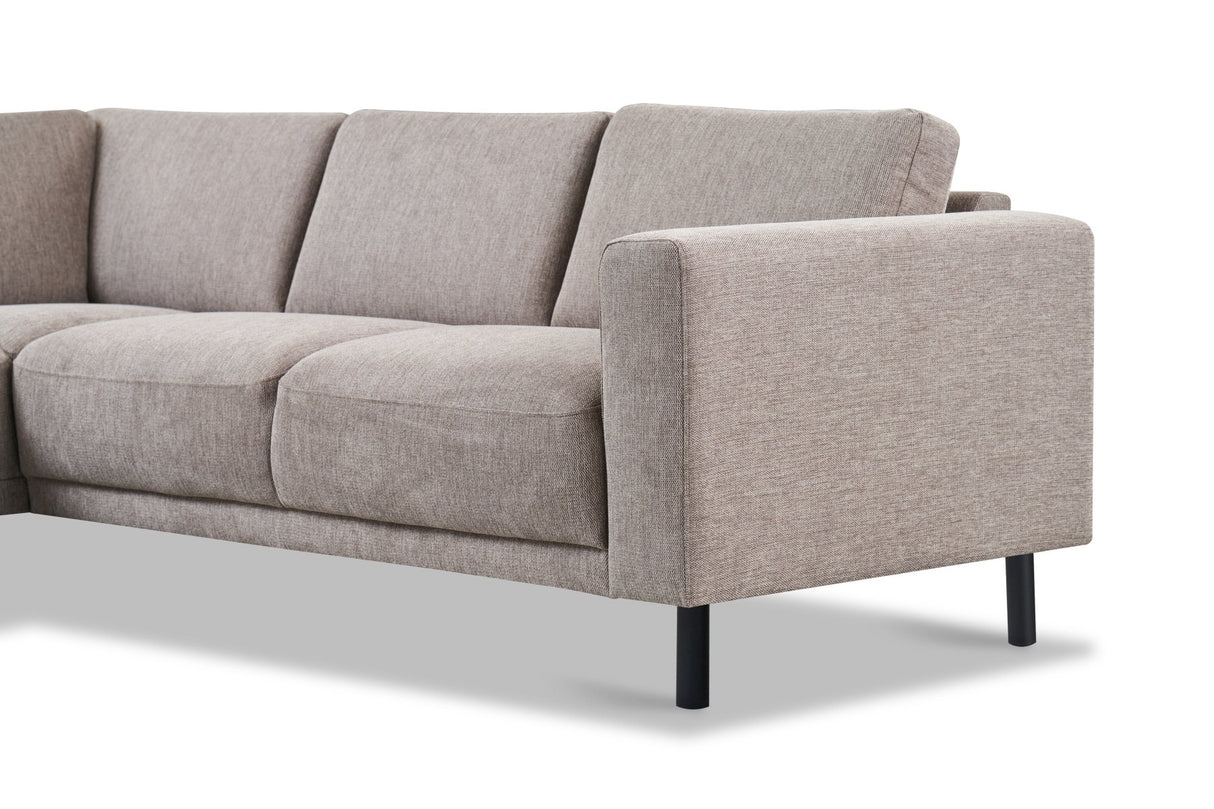 Moderne 3-zits Hoekbank Rechts Taupe Stof Aniko met Lounger 240x197x78 cm