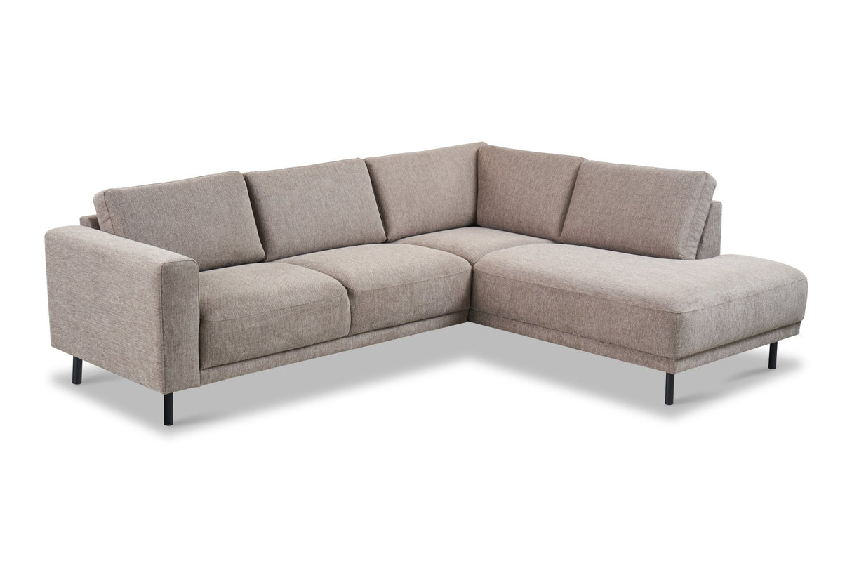 Moderne 3-zits Hoekbank Rechts Taupe Stof Aniko met Lounger 240x197x78 cm