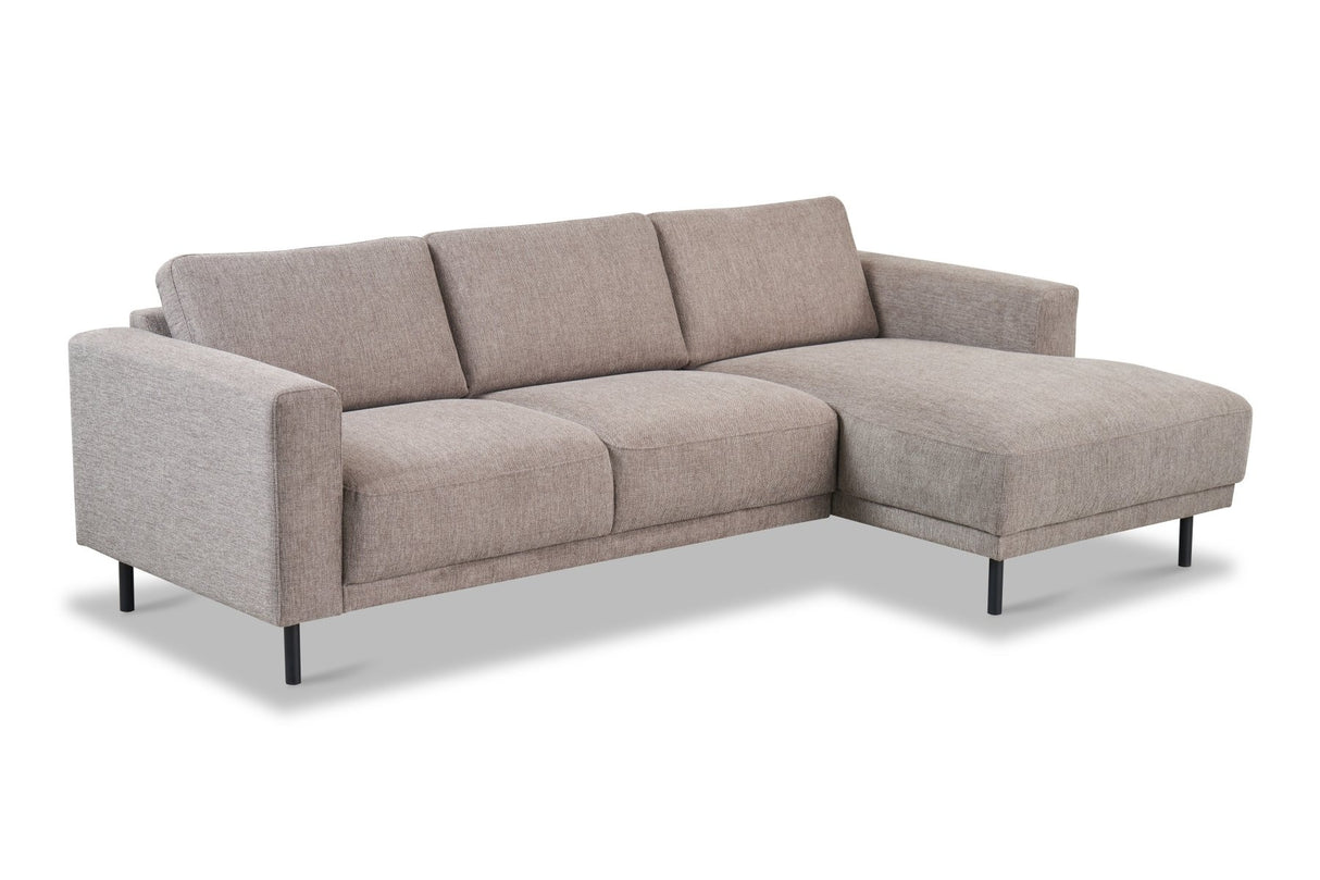 Moderne Hoekbank Rechts Taupe Stof Aniko met Chaise Longue 238x142x78 cm