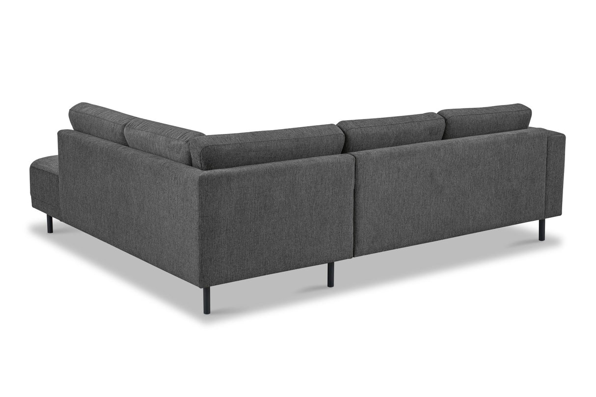 Moderne 3-zits hoekbank met Lounger Antraciet Stof Aniko rechts 240x197x78 cm