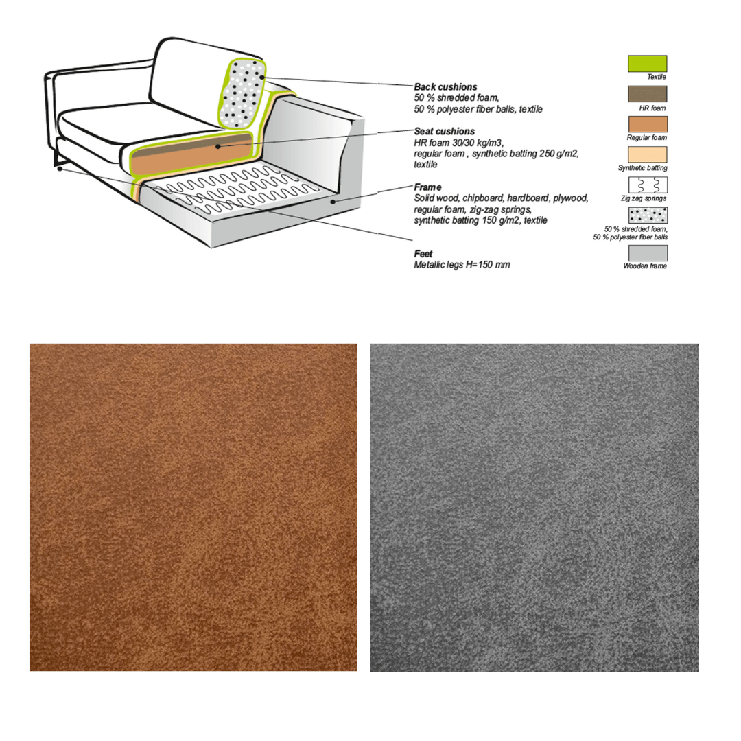 Hoekbank cognac microvezel Tulin - links