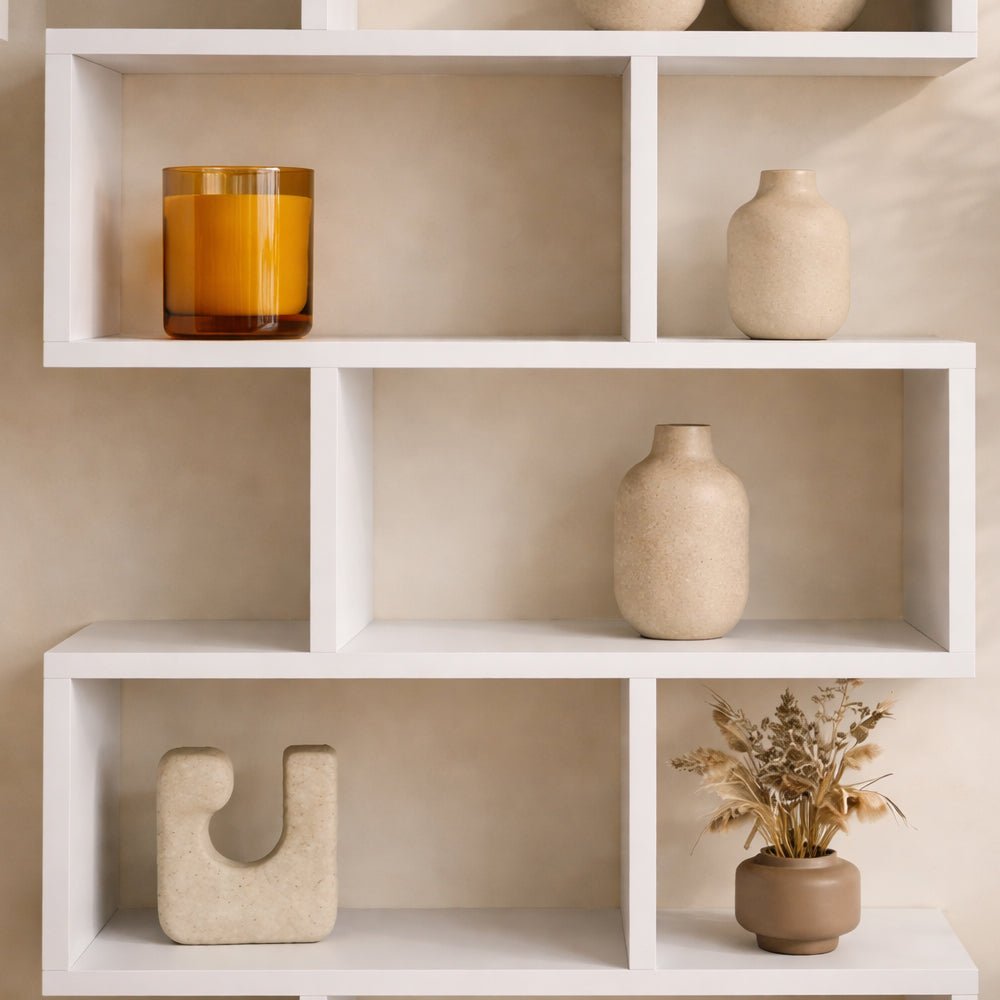 S-vormige boekenkast wit melamine Elif 90x156x20 cm