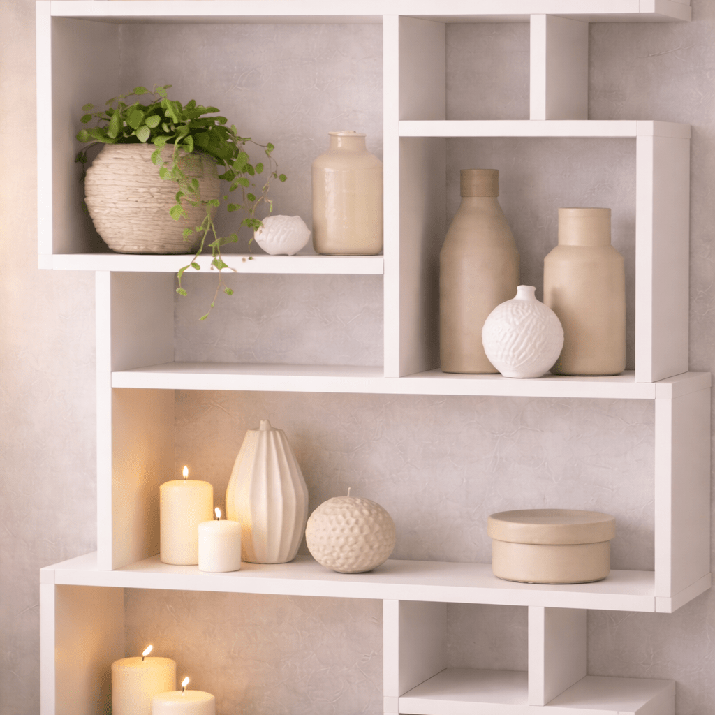 Asymmetrische boekenkast wit melamine Karmato 96x168,5x25,5 cm