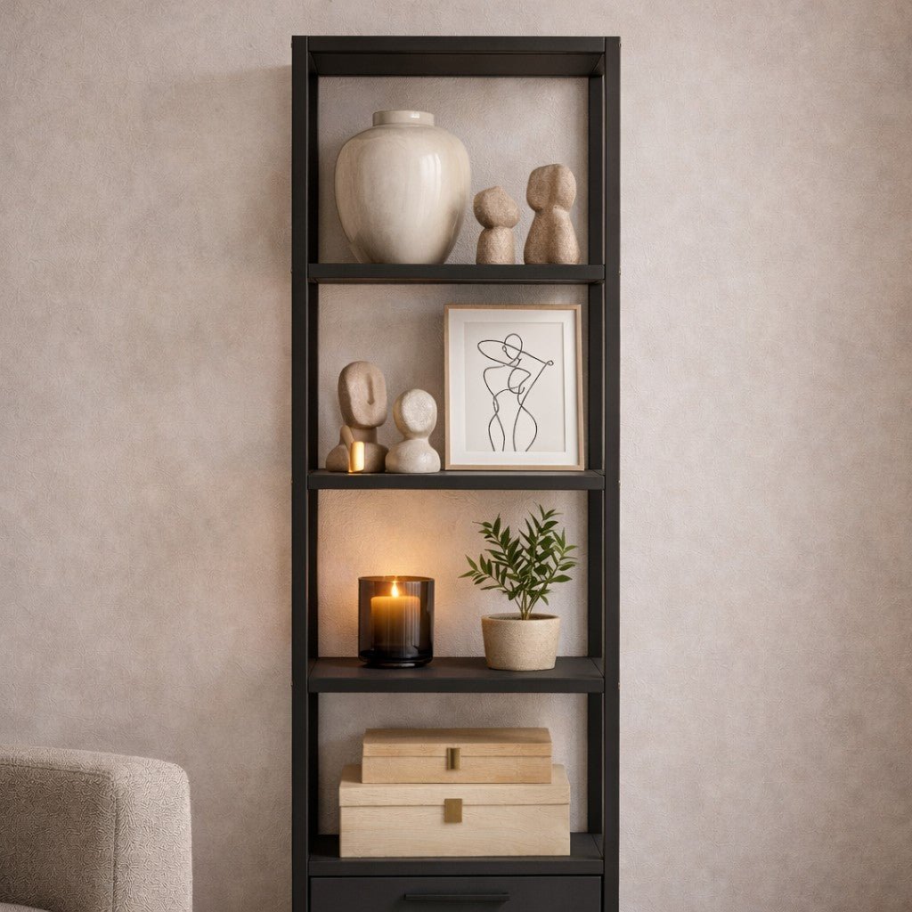 Boekenkast Robbins Black Zwart Antraciet Melamine 39x160x39 cm