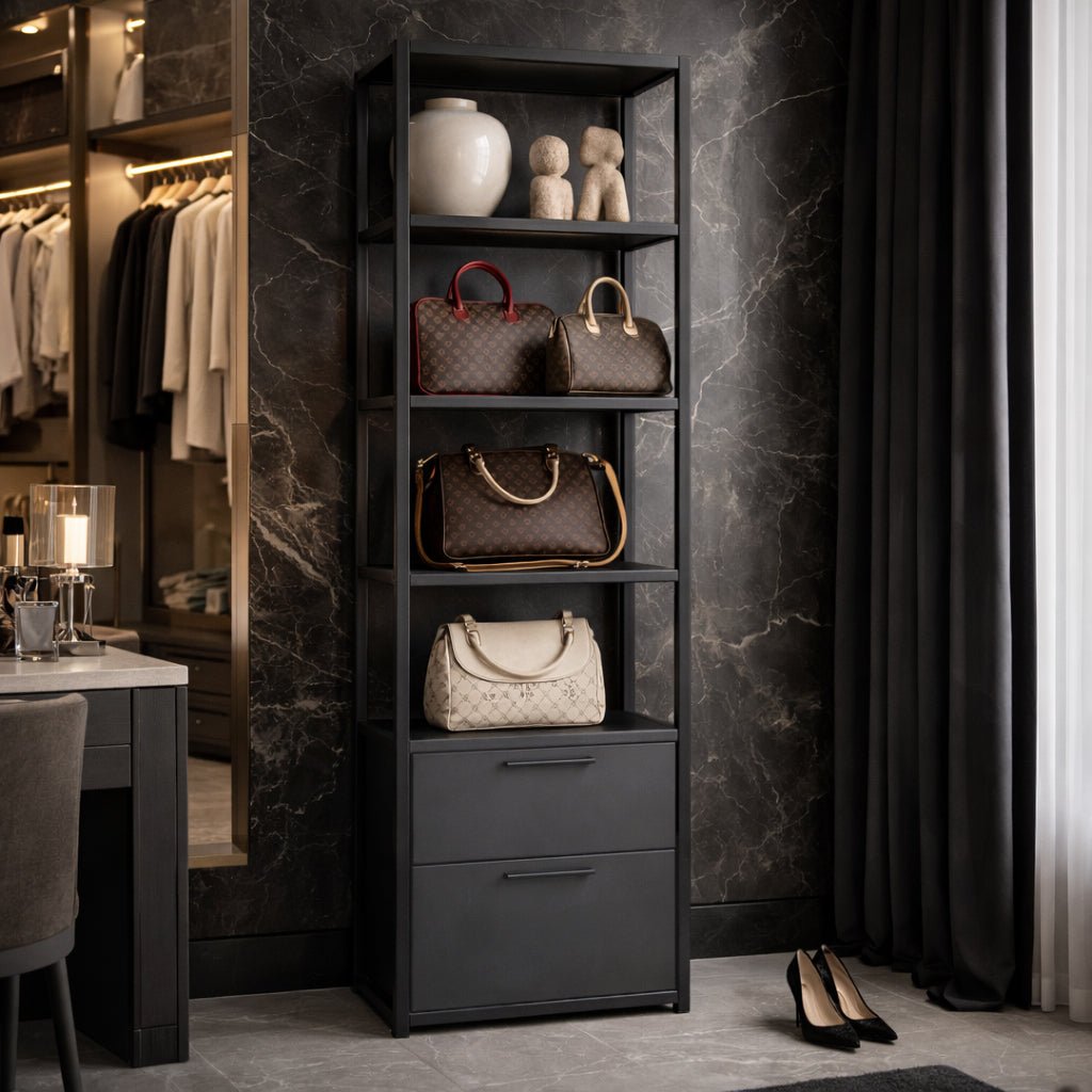 Boekenkast Robbins Black Zwart Antraciet Melamine 39x160x39 cm