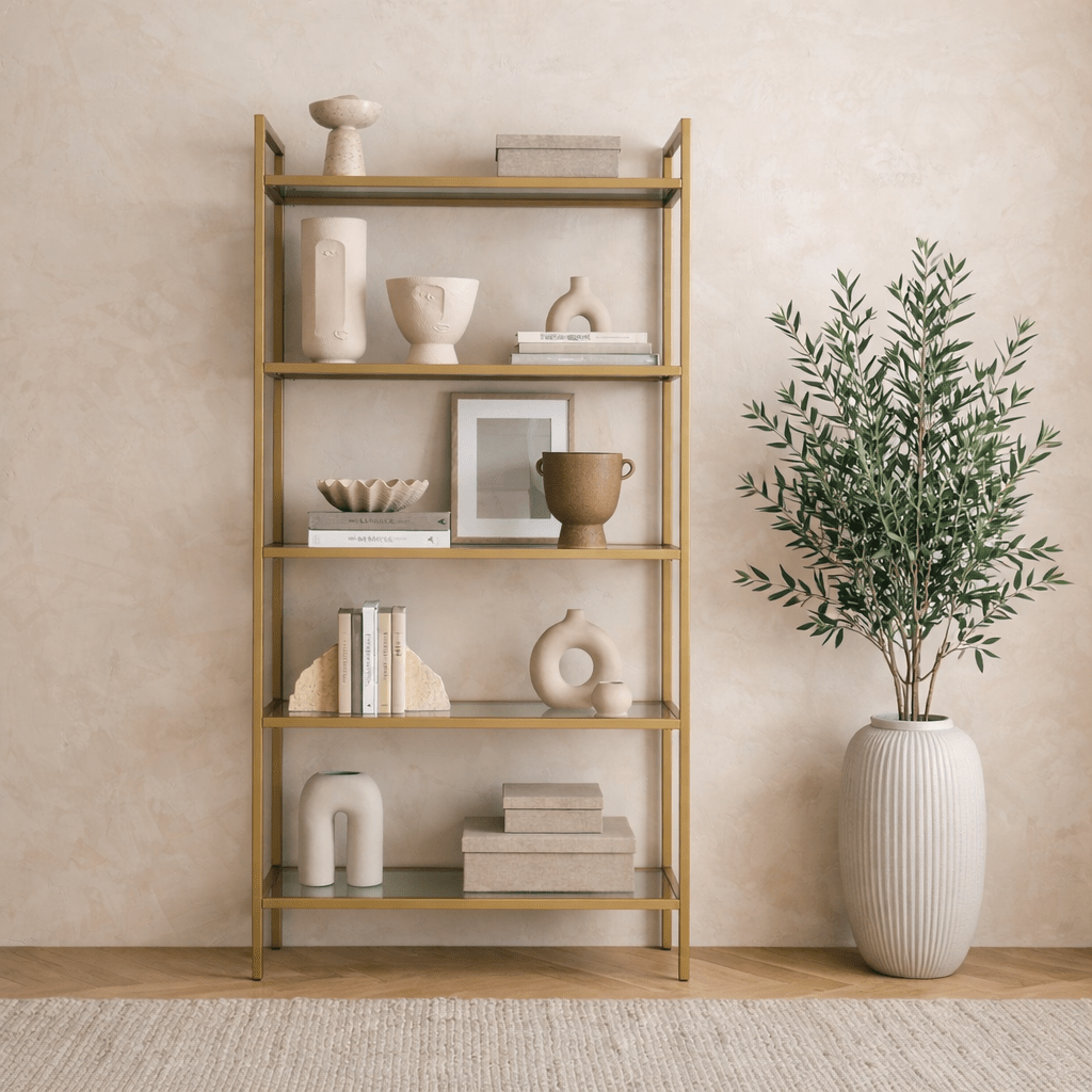 Boekenkast Veneto Goud Glas 80x165x30 cm