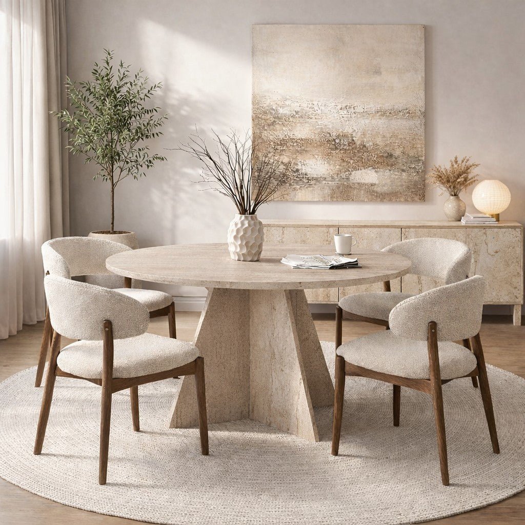 Eetkamertafel rond Travertine Mary - 125 cm