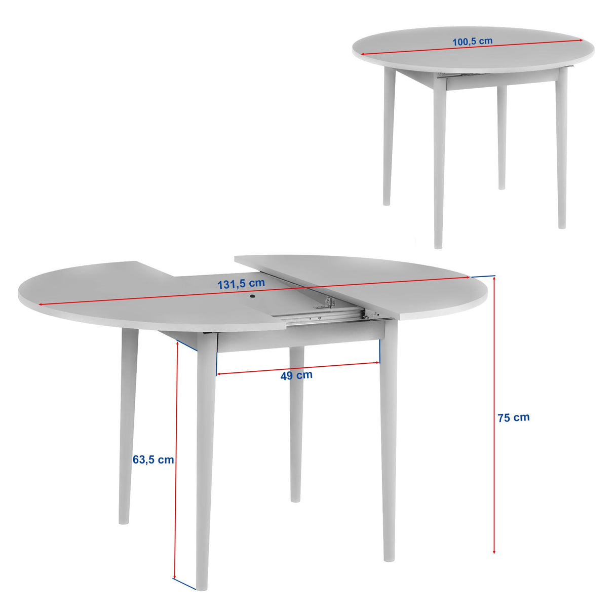 Eettafel Grenen Melamine uitschuifbaar 100-130 cm - Vienna