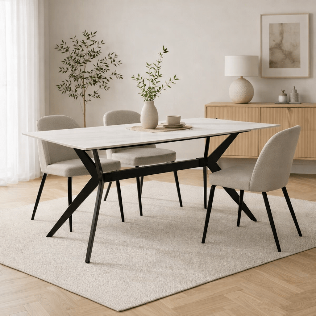 Eettafel Grace Sintered Stone Marmerlook Wit