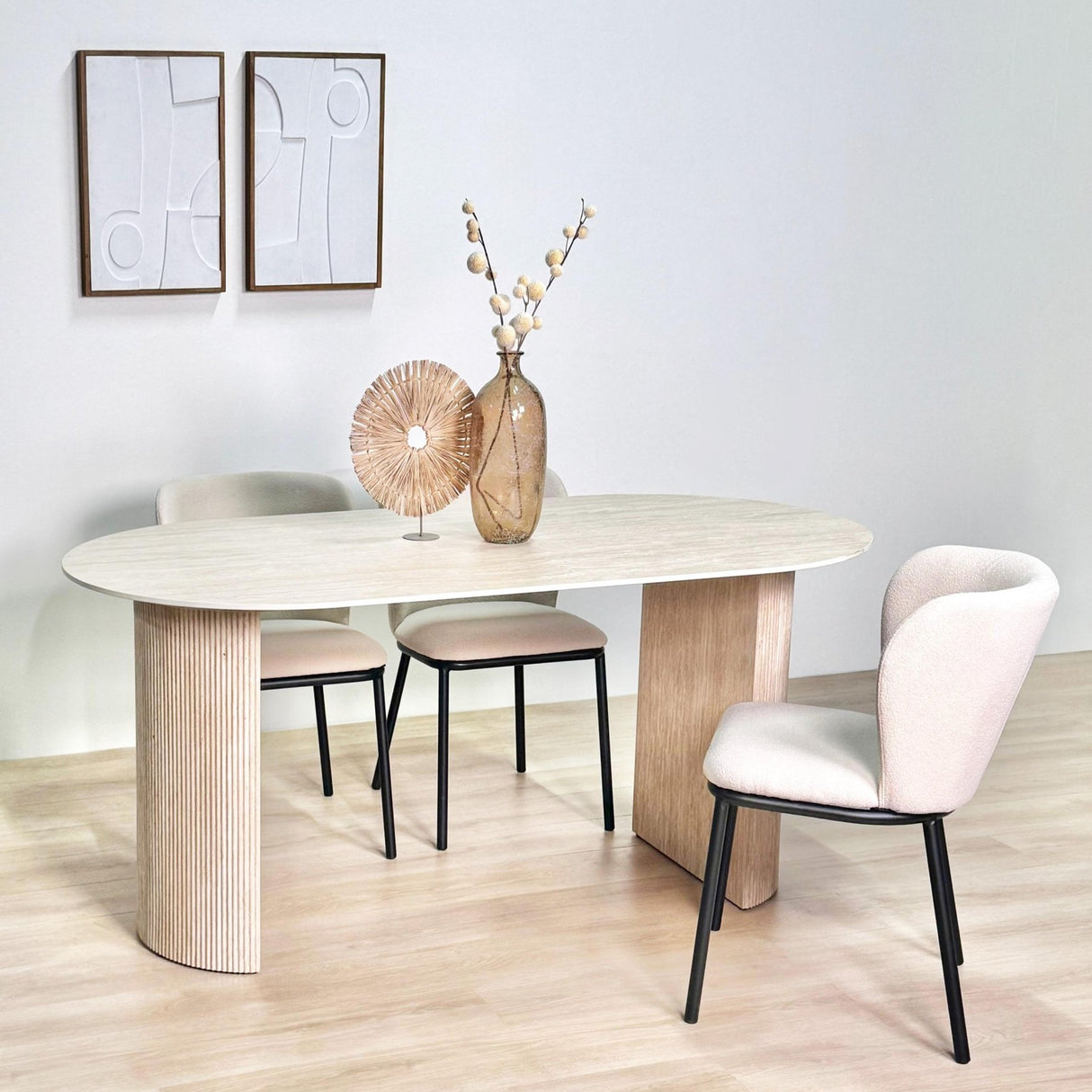 Eettafel Jimi 180x90 cm travertin beige