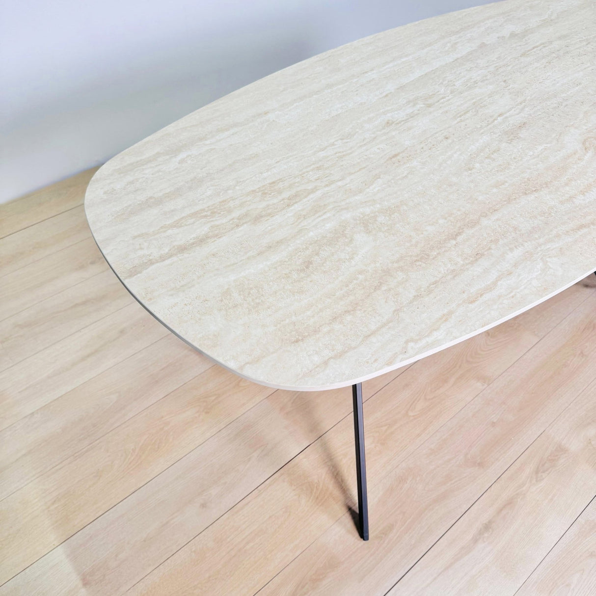 Eettafel Jimi Deens Ovaal Keramiek Travertinlook 180 cm