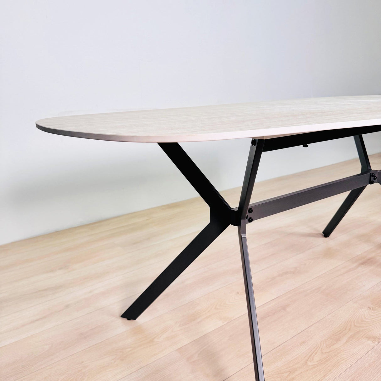 Eettafel Jimi Deens Ovaal Keramiek Travertinlook 180 cm