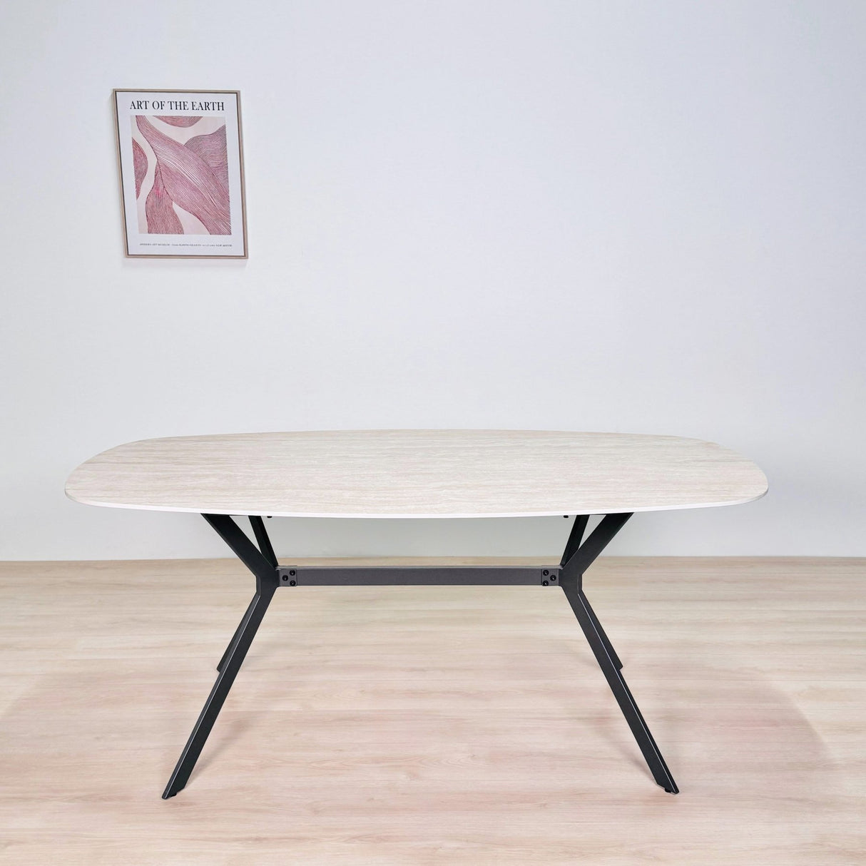 Eettafel Jimi Deens Ovaal Keramiek Travertinlook 180 cm