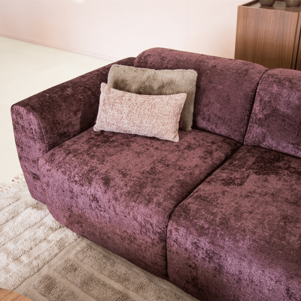 Banken-Hoekbank paars chenille stof - 292x170 cm - Shane - rechts-Dimehouse