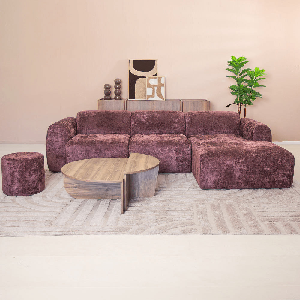 Banken-Hoekbank paars chenille stof - 292x170 cm - Shane - rechts-Dimehouse