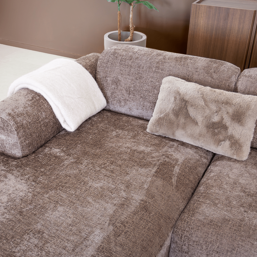 Banken-Hoekbank taupe chenille stof - 292x170 cm - Shane - links-Dimehouse