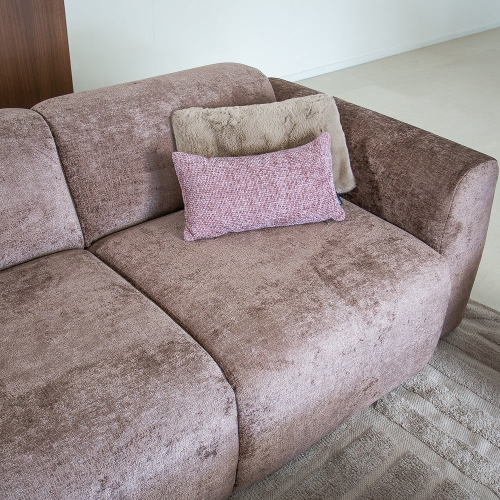 Hoekbank taupe chenille stof - 272x170 cm - Shane - links
