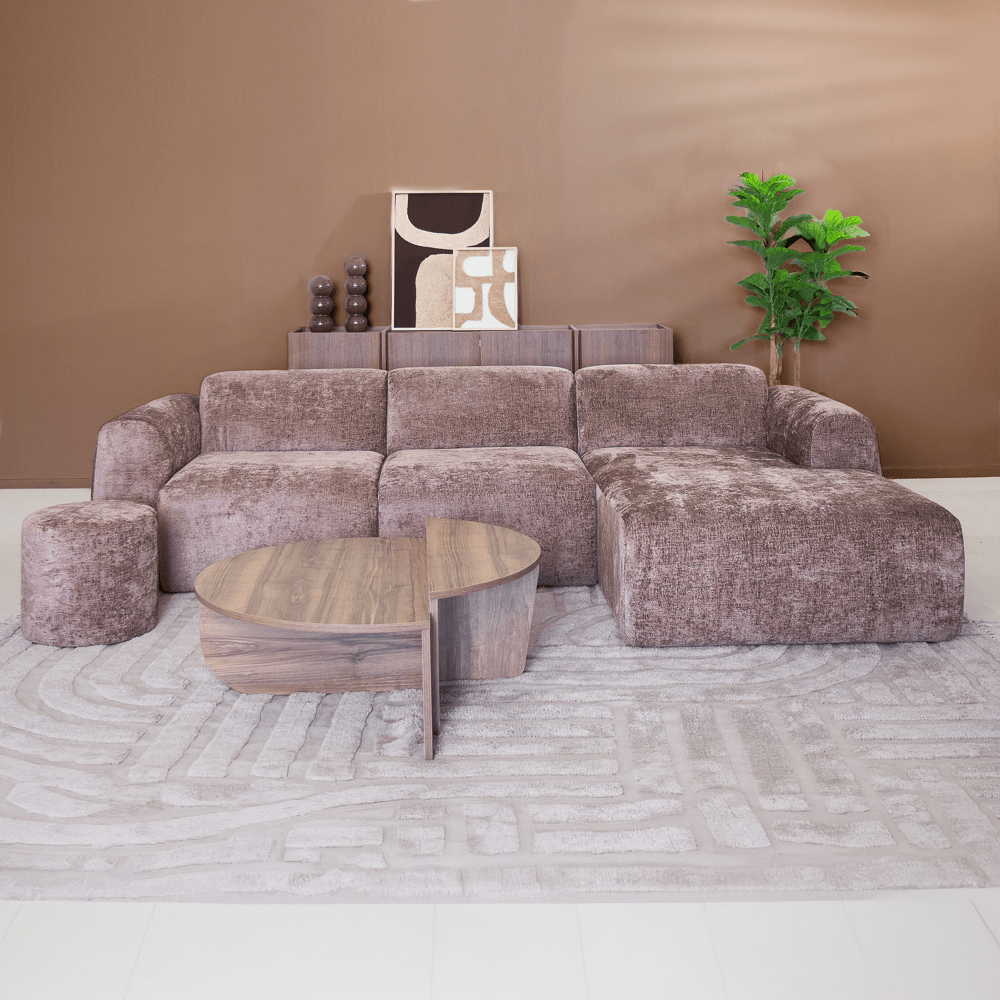 Banken-Hoekbank taupe chenille stof - 292x170 cm - Shane - rechts-Dimehouse