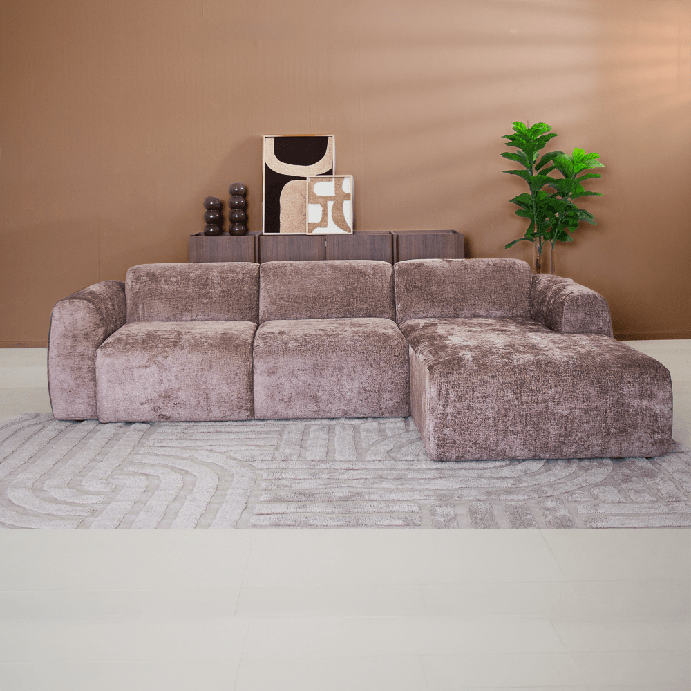 Banken-Hoekbank taupe chenille stof - 292x170 cm - Shane - rechts-Dimehouse