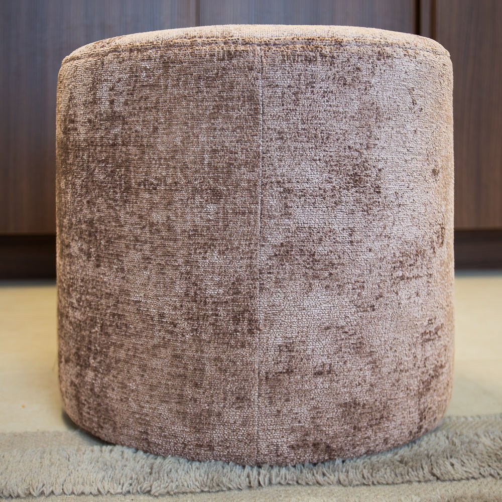 Hockers-Hocker taupe chenille stof - 40x40x35 cm - Mara-Dimehouse