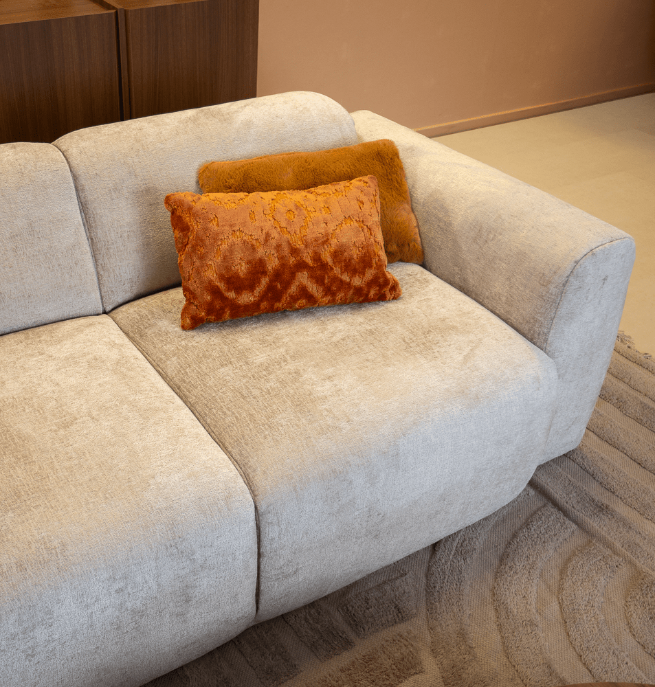 Banken-2-zits bank beige chenille stof - 195x85 cm - Shane-Dimehouse