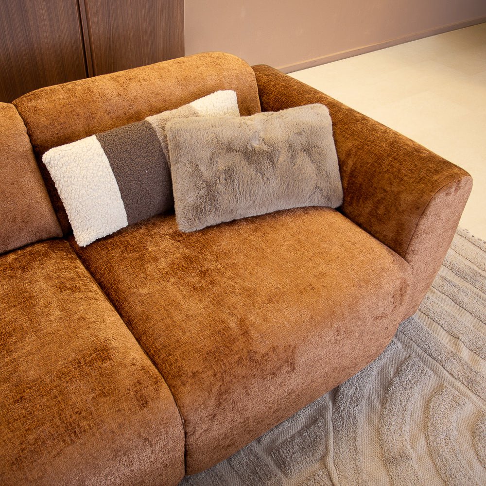 Banken-2-zits bank oker chenille stof - 195x85 cm - Shane-Dimehouse