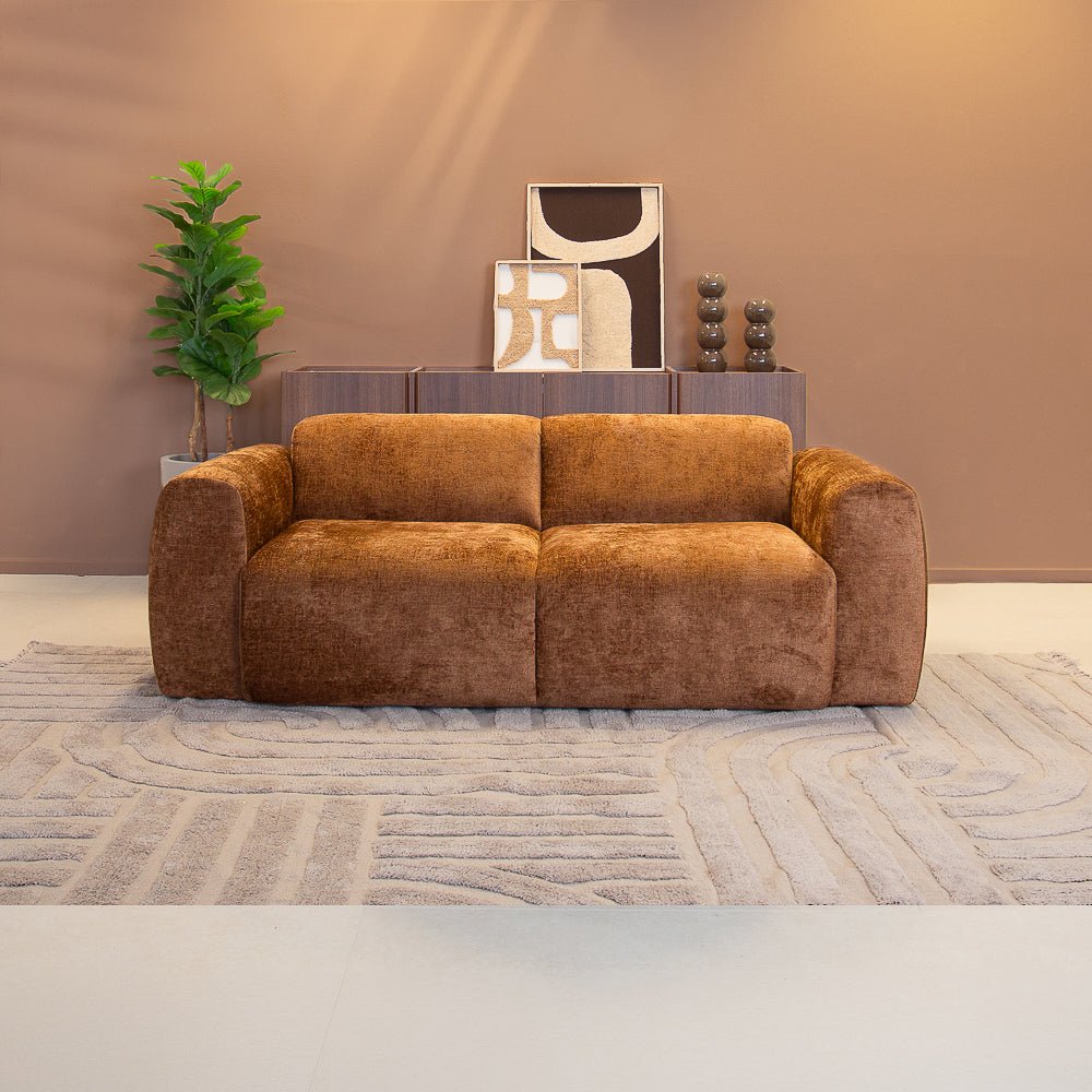 Banken-2-zits bank oker chenille stof - 195x85 cm - Shane-Dimehouse