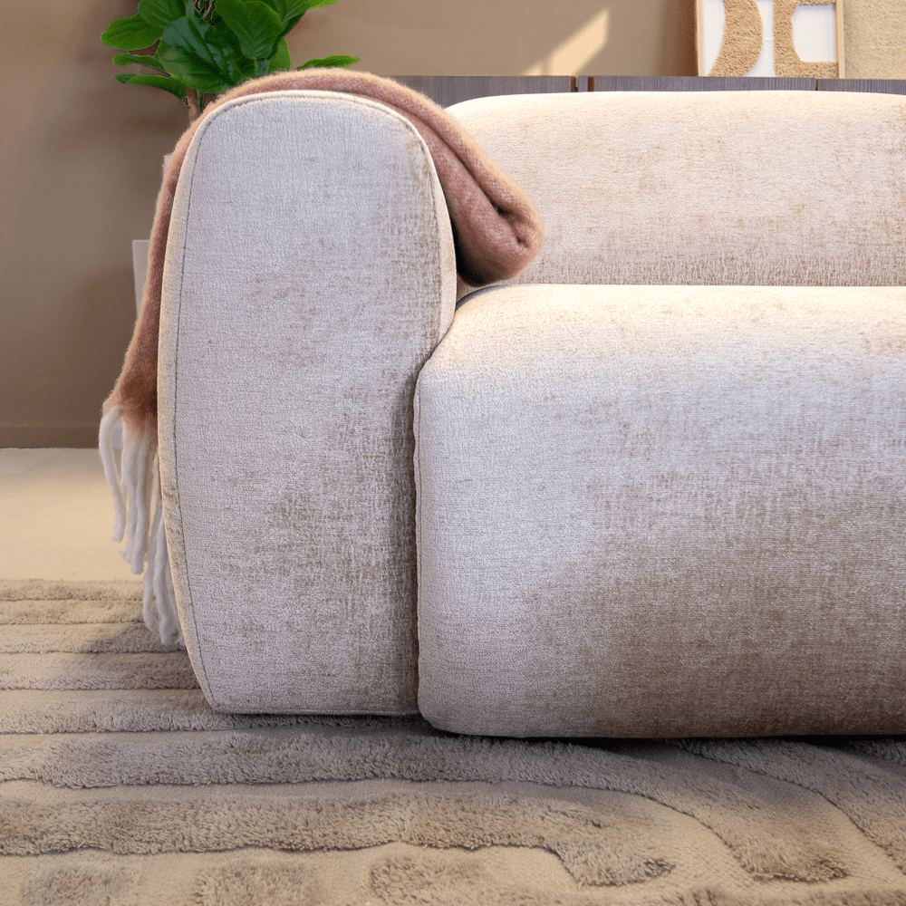 Banken-2-zits bank zand chenille stof - 195x85 cm - Shane-Dimehouse