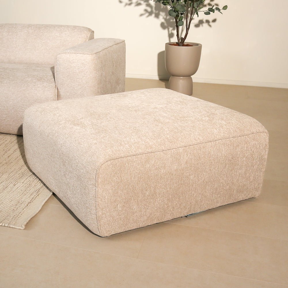 Hockers-Hocker beige chenille bouclé - 98x88x43 cm - Jaylen-Dimehouse