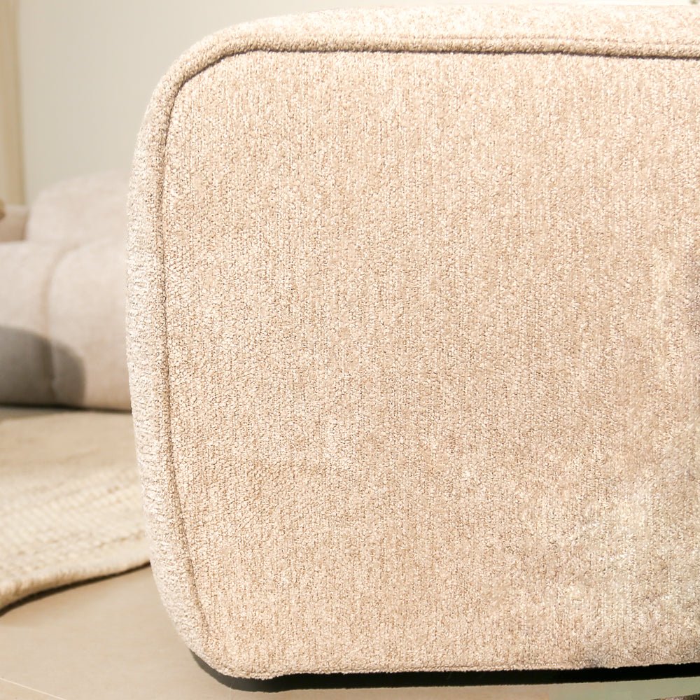 Hockers-Hocker beige chenille bouclé - 98x88x43 cm - Jaylen-Dimehouse