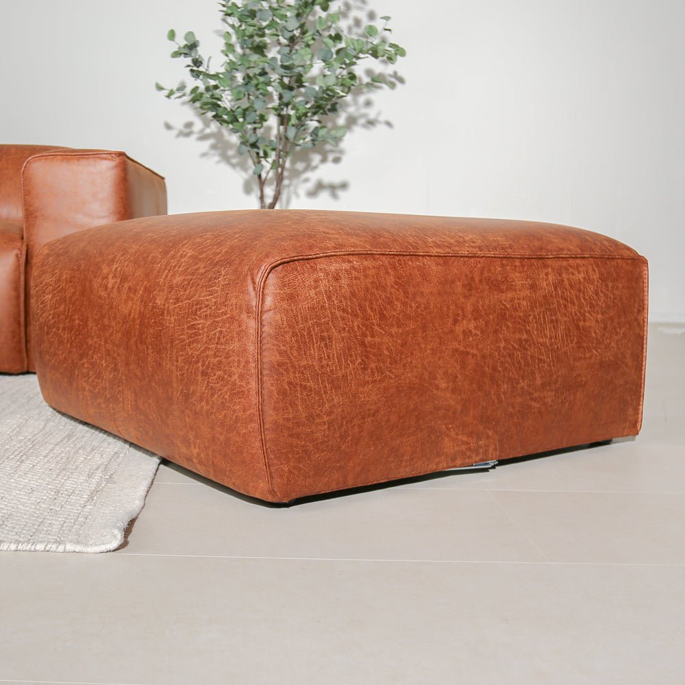 Hockers-Hocker cognac ecoleer - 98x88x43 cm - Jaylen-Dimehouse
