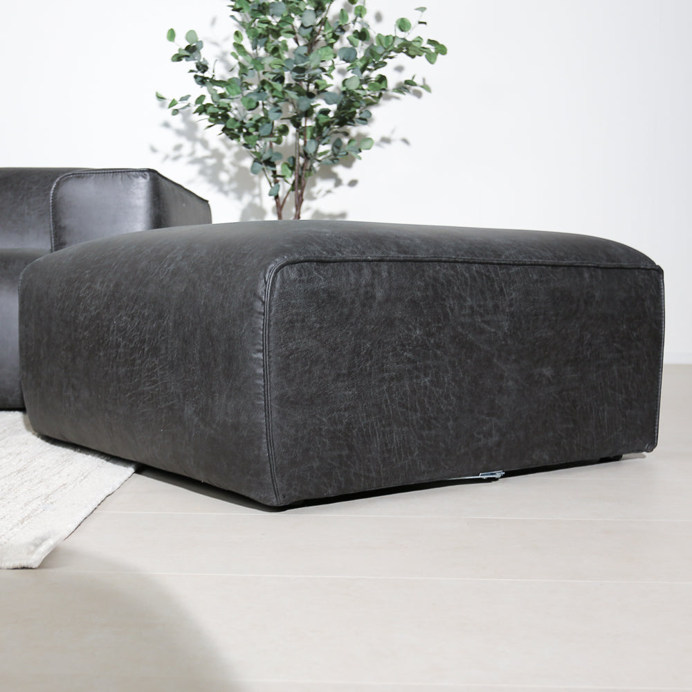 Hocker antraciet ecoleer - 98x88x43 cm - Jaylen