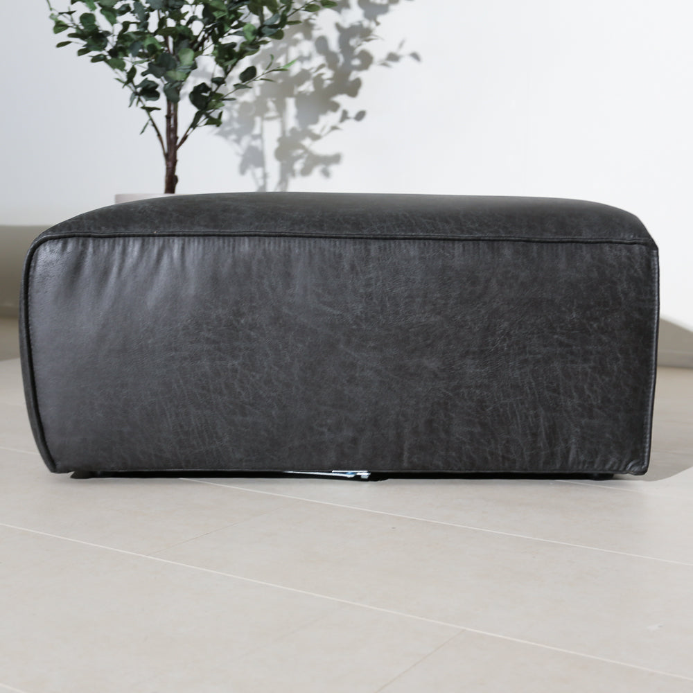 Hocker antraciet ecoleer - 98x88x43 cm - Jaylen