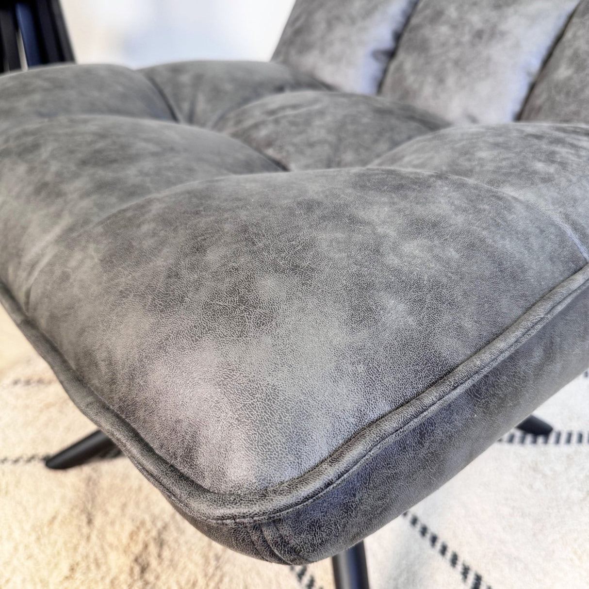 Industriële draaifauteuil antraciet eco-leer 360° draaibaar Yuki