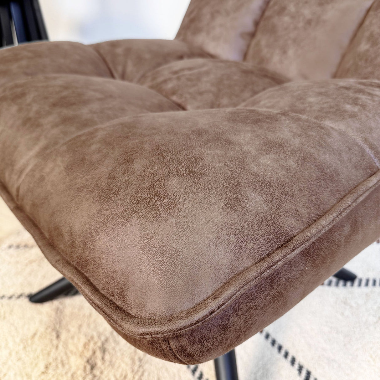 Industriële draaifauteuil cognac eco-leer 360° draaibaar Yuki