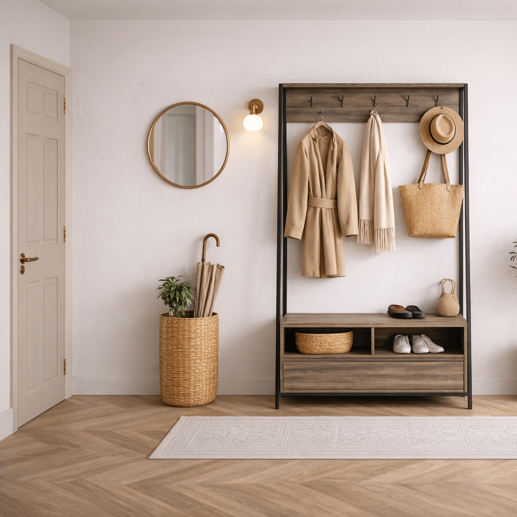 Garderobemeubel Kapstok Walnoot Melamine Devon - Met Vakken en Lade