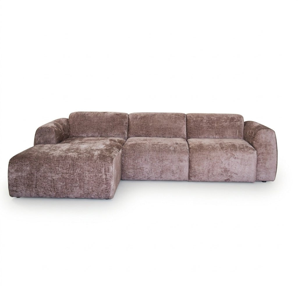 Banken-Hoekbank taupe chenille stof - 292x170 cm - Shane - links-Dimehouse
