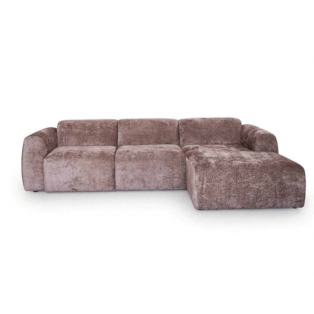 Banken-Hoekbank taupe chenille stof - 292x170 cm - Shane - rechts-Dimehouse