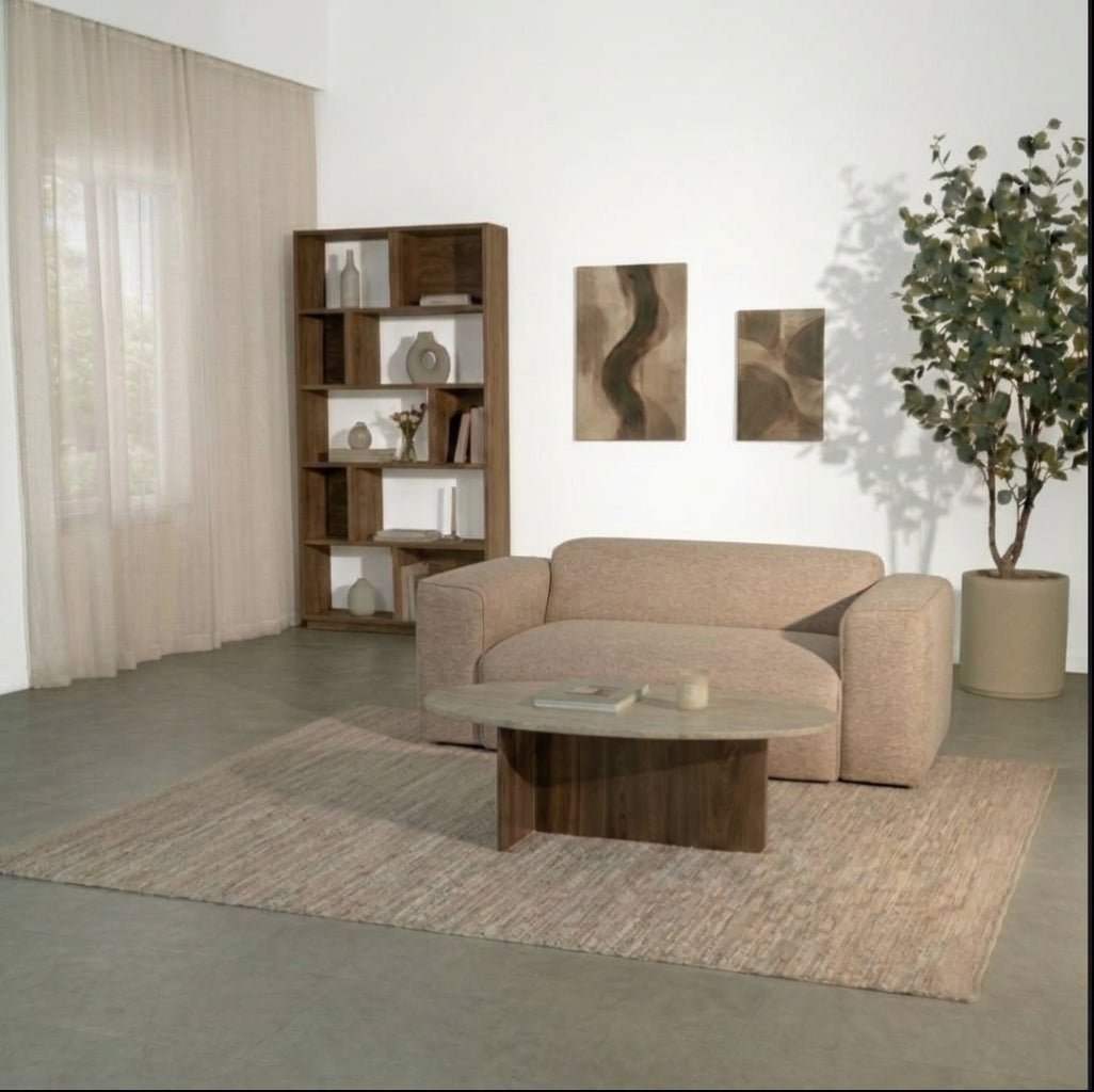 Banken-2-zits bank taupe chenille bouclé - 186x98 cm - Jaylen-Dimehouse