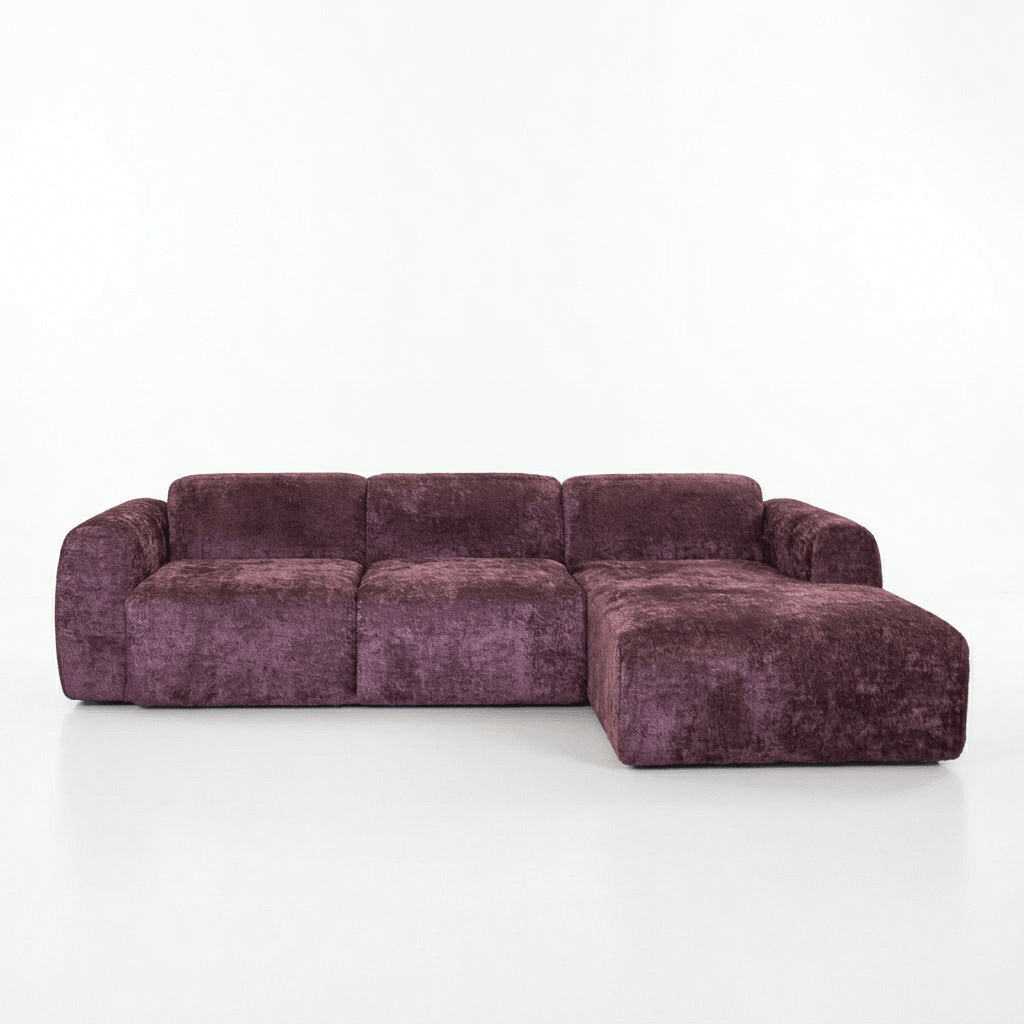 Banken-Hoekbank paars chenille stof - 292x170 cm - Shane - rechts-Dimehouse