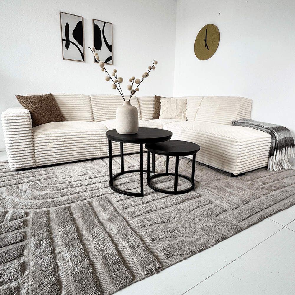 Hoekbank crème super zachte ribstof Gavi - rechts