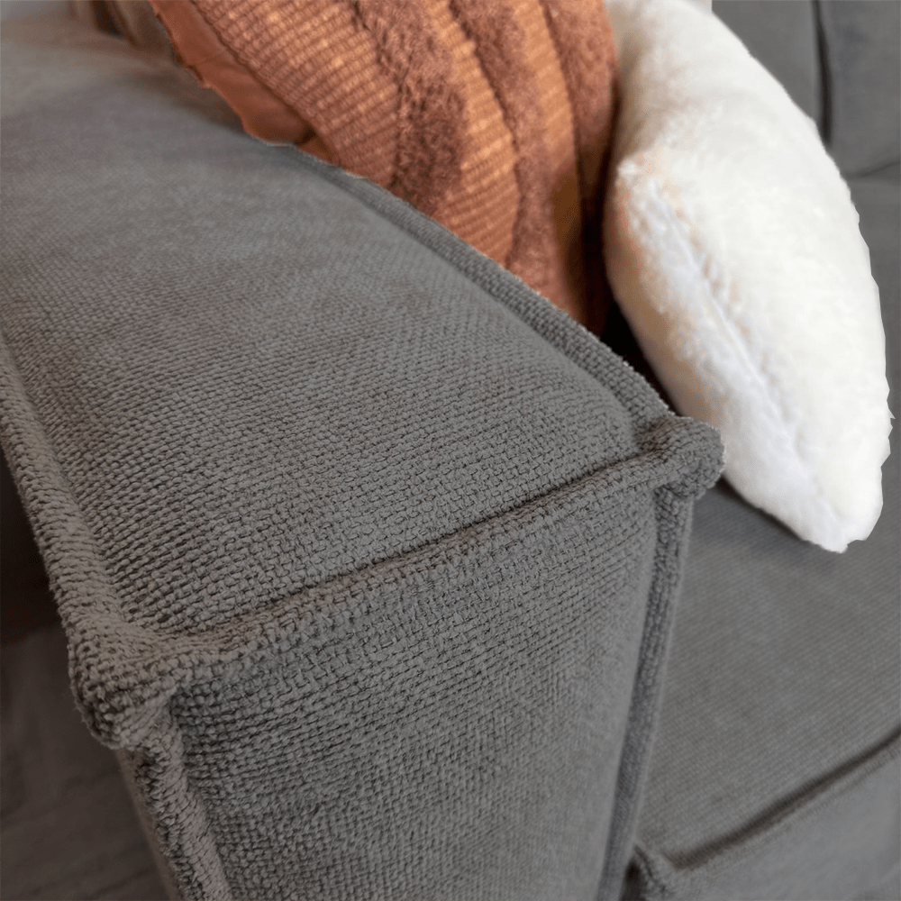 Hoekbank met chaise longue antraciet chenille Yara - rechts