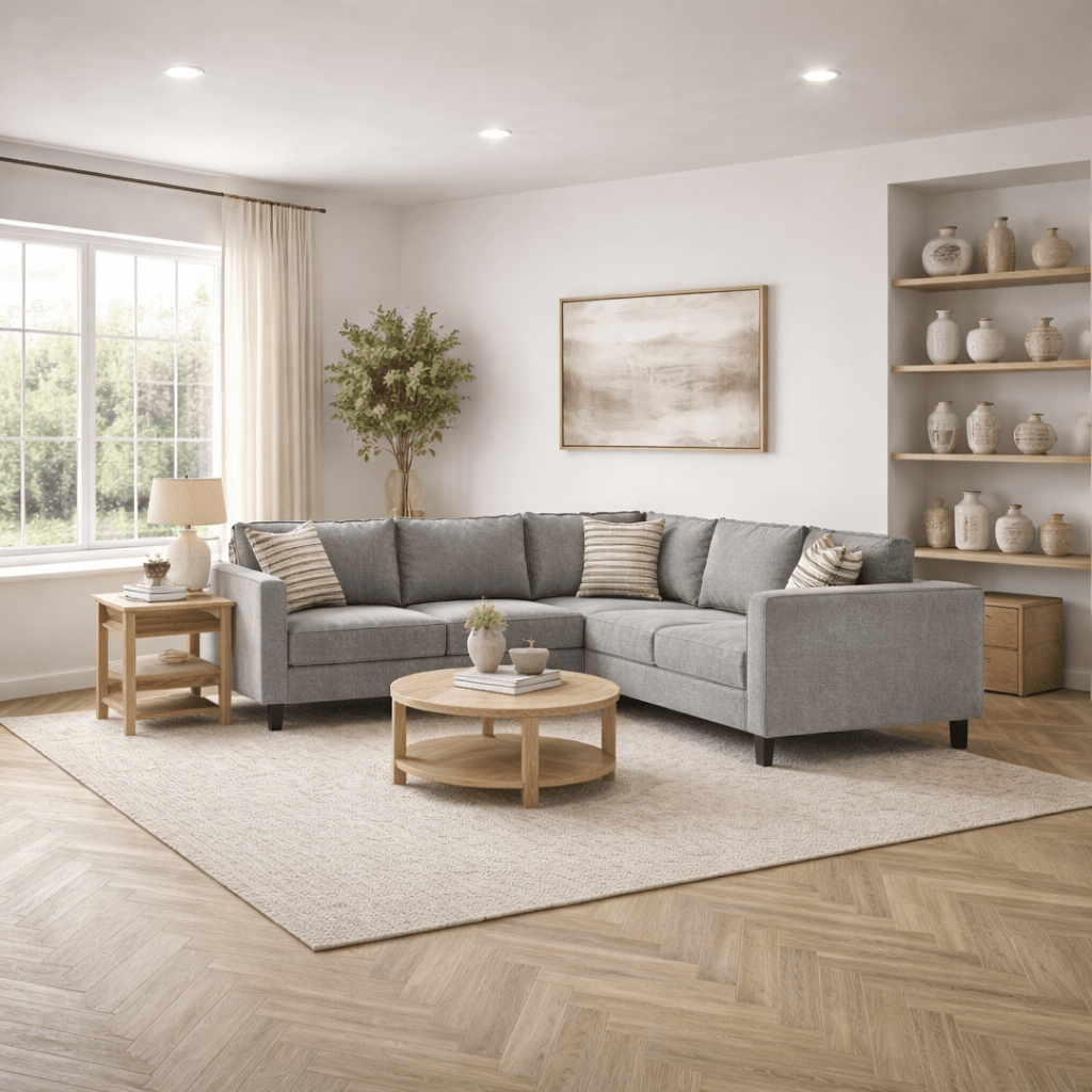 Hoekbank Kale Stof Grijs - vijf persoons