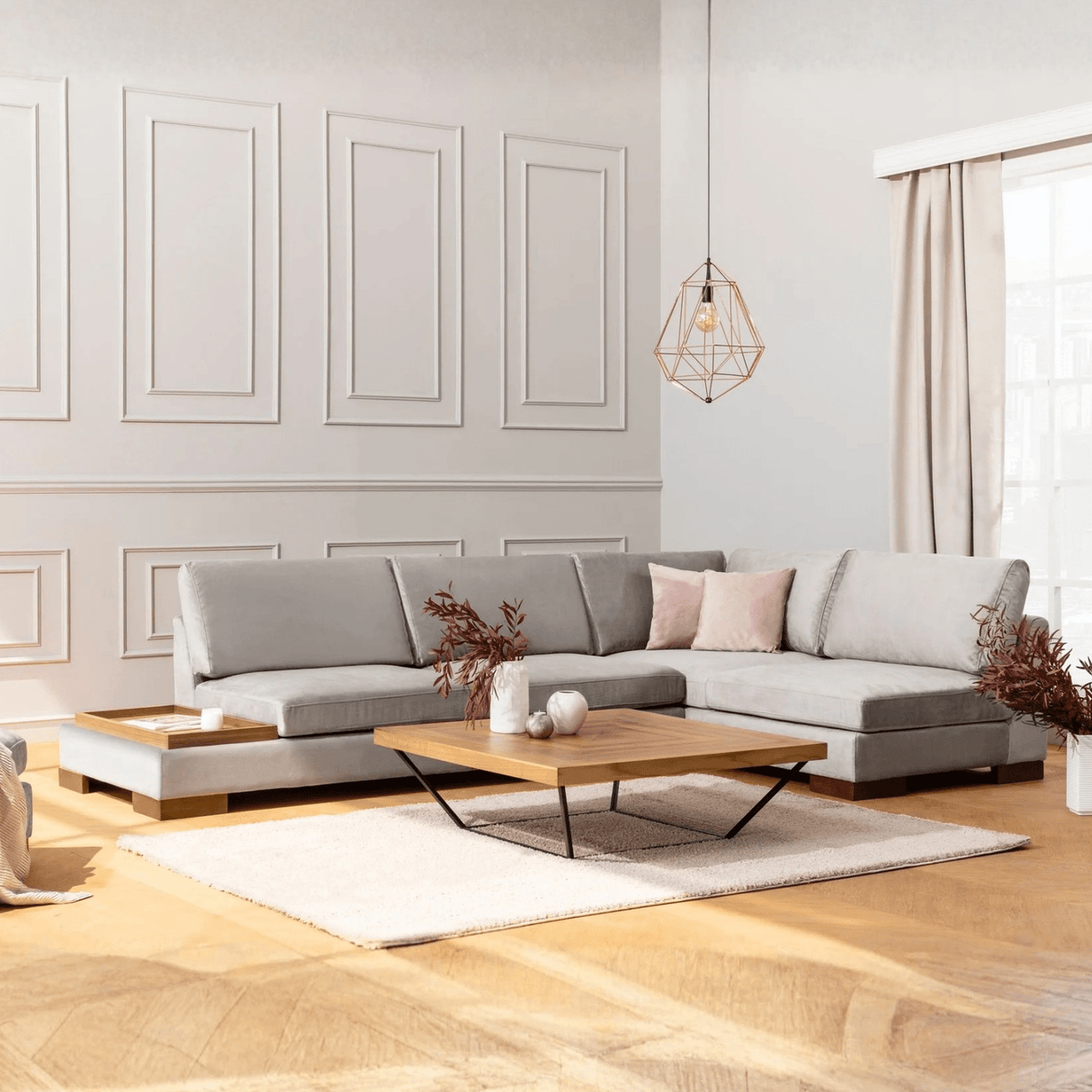 Hoekbank Rechts Tulip Licht Grijs