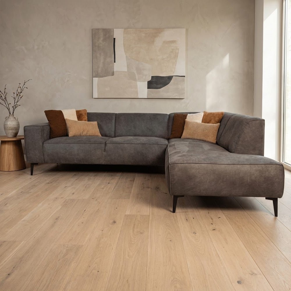 Industriële hoekbank antraciet eco-leer Brisbane - rechts