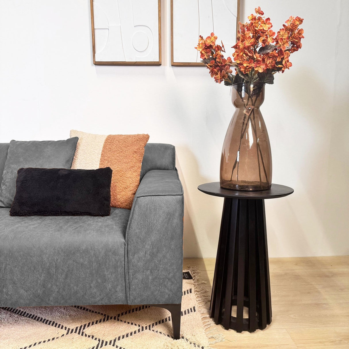 Hoekbank met compacte lounge antraciet microvezel Davidson - links