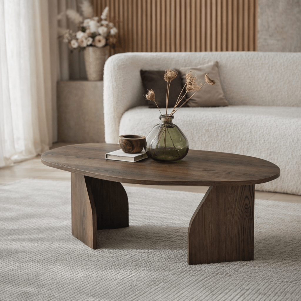 Salontafels - Organische Salontafel Japandi Walnoot Melamine Rack - 105x65 cm - Dimehouse