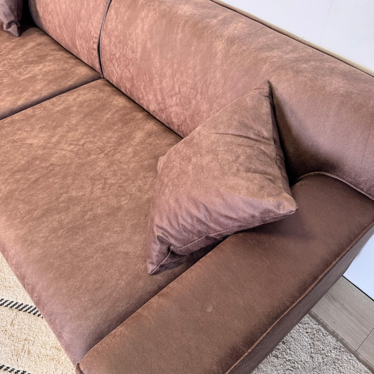 3-zits bank bruin microvezel stof Davidson